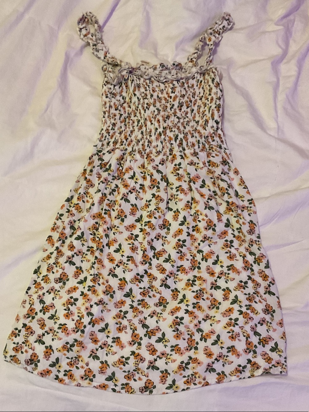 Pacsun White Floral Smocked Sundress with Yellow Accent Flowers